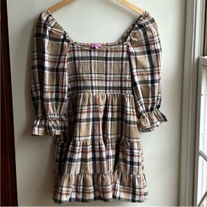 Mi Ami Francesca’s Collection Plaid Puff Sleeve Dress